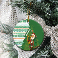 Ireland Christmas Ceramic Ornament with Celtic Harp Santa and Green Holiday Pattern - Wonder Print Shop