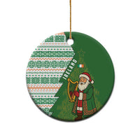 Ireland Christmas Ceramic Ornament with Celtic Harp Santa and Green Holiday Pattern - Wonder Print Shop