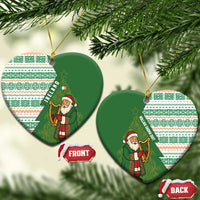 Ireland Christmas Ceramic Ornament with Celtic Harp Santa and Green Holiday Pattern - Wonder Print Shop