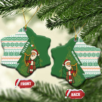 Ireland Christmas Ceramic Ornament with Celtic Harp Santa and Green Holiday Pattern - Wonder Print Shop