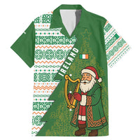 Ireland Christmas Family Matching Mermaid Dress and Hawaiian Shirt with Celtic Harp Santa and Green Holiday Pattern - Wonder Print Shop