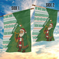 Ireland Christmas Garden Flag with Celtic Harp Santa and Green Holiday Pattern - Wonder Print Shop