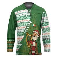 Ireland Christmas Hockey Jersey with Celtic Harp Santa and Green Holiday Pattern - Wonder Print Shop