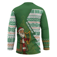 Ireland Christmas Hockey Jersey with Celtic Harp Santa and Green Holiday Pattern - Wonder Print Shop
