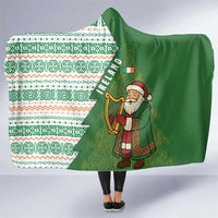 Ireland Christmas Hooded Blanket with Celtic Harp Santa and Green Holiday Pattern - Wonder Print Shop