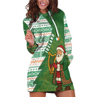 Ireland Christmas Hoodie Dress with Celtic Harp Santa and Green Holiday Pattern - Wonder Print Shop