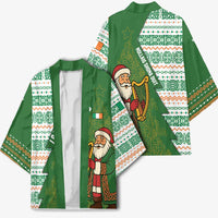 Ireland Christmas Kimono with Celtic Harp Santa and Green Holiday Pattern - Wonder Print Shop