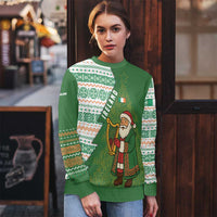 Ireland Christmas Ugly Christmas Sweater with Celtic Harp Santa and Green Holiday Pattern - Wonder Print Shop