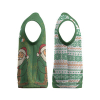 Ireland Christmas Knitted V-Neck Vest with Celtic Harp Santa and Green Holiday Pattern - Wonder Print Shop