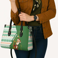 Ireland Christmas Leather Bag with Celtic Harp Santa and Green Holiday Pattern - Wonder Print Shop