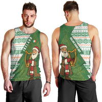 Ireland Christmas Men Tank Top with Celtic Harp Santa and Green Holiday Pattern - Wonder Print Shop
