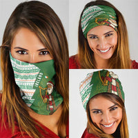 Ireland Christmas Neck Gaiter with Celtic Harp Santa and Green Holiday Pattern - Wonder Print Shop