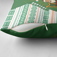 Ireland Christmas Pillow Cover with Celtic Harp Santa and Green Holiday Pattern - Wonder Print Shop