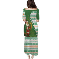 Ireland Christmas Puletasi with Celtic Harp Santa and Green Holiday Pattern - Wonder Print Shop