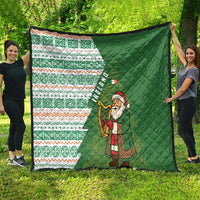 Ireland Christmas Quilt with Celtic Harp Santa and Green Holiday Pattern - Wonder Print Shop