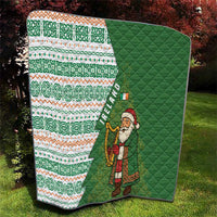 Ireland Christmas Quilt with Celtic Harp Santa and Green Holiday Pattern - Wonder Print Shop