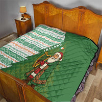Ireland Christmas Quilt with Celtic Harp Santa and Green Holiday Pattern - Wonder Print Shop