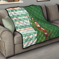 Ireland Christmas Quilt with Celtic Harp Santa and Green Holiday Pattern - Wonder Print Shop