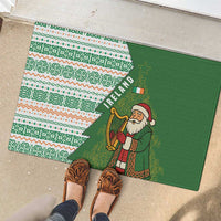 Ireland Christmas Rubber Doormat with Celtic Harp Santa and Green Holiday Pattern - Wonder Print Shop