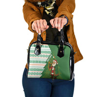 Ireland Christmas Shoulder Handbag with Celtic Harp Santa and Green Holiday Pattern - Wonder Print Shop