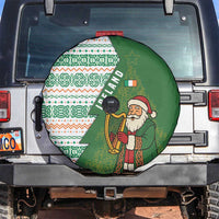 Ireland Christmas Spare Tire Cover with Celtic Harp Santa and Green Holiday Pattern - Wonder Print Shop