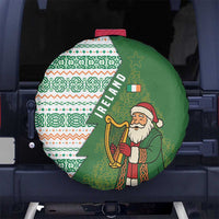 Ireland Christmas Spare Tire Cover with Celtic Harp Santa and Green Holiday Pattern - Wonder Print Shop