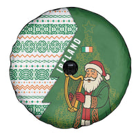 Ireland Christmas Spare Tire Cover with Celtic Harp Santa and Green Holiday Pattern - Wonder Print Shop