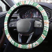 Ireland Christmas Steering Wheel Cover with Celtic Harp Santa and Green Holiday Pattern - Wonder Print Shop