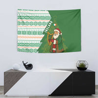 Ireland Christmas Tapestry with Celtic Harp Santa and Green Holiday Pattern - Wonder Print Shop