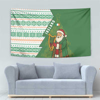Ireland Christmas Tapestry with Celtic Harp Santa and Green Holiday Pattern - Wonder Print Shop