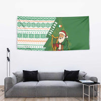 Ireland Christmas Tapestry with Celtic Harp Santa and Green Holiday Pattern - Wonder Print Shop