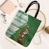 Ireland Christmas Tote Bag with Celtic Harp Santa and Green Holiday Pattern - Wonder Print Shop