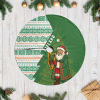 Ireland Christmas Tree Skirt with Celtic Harp Santa and Green Holiday Pattern - Wonder Print Shop
