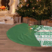 Ireland Christmas Tree Skirt with Celtic Harp Santa and Green Holiday Pattern - Wonder Print Shop