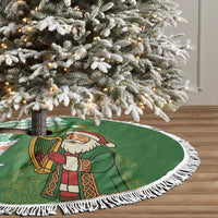 Ireland Christmas Tree Skirt with Celtic Harp Santa and Green Holiday Pattern - Wonder Print Shop
