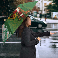 Ireland Christmas Umbrella with Celtic Harp Santa and Green Holiday Pattern - Wonder Print Shop