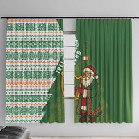 Ireland Christmas Window Curtain with Celtic Harp Santa and Green Holiday Pattern - Wonder Print Shop