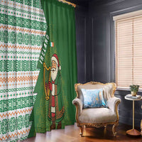 Ireland Christmas Window Curtain with Celtic Harp Santa and Green Holiday Pattern - Wonder Print Shop