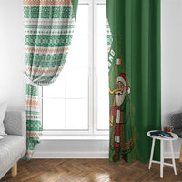 Ireland Christmas Window Curtain with Celtic Harp Santa and Green Holiday Pattern - Wonder Print Shop