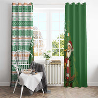 Ireland Christmas Window Curtain with Celtic Harp Santa and Green Holiday Pattern - Wonder Print Shop