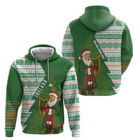 Ireland Christmas Zip Hoodie with Celtic Harp Santa and Green Holiday Pattern - Wonder Print Shop