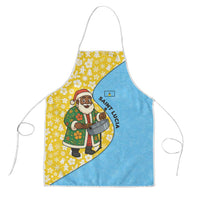 Saint Lucia Christmas Apron with Steelpan Santa Floral Pattern and Flag - Wonder Print Shop