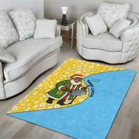 Saint Lucia Christmas Area Rug with Steelpan Santa Floral Pattern and Flag - Wonder Print Shop