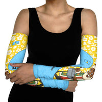 Saint Lucia Christmas Arm Sleeves with Steelpan Santa Floral Pattern and Flag - Wonder Print Shop