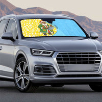 Saint Lucia Christmas Auto Sun Shade with Steelpan Santa Floral Pattern and Flag - Wonder Print Shop