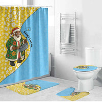 Saint Lucia Christmas Bathroom Set with Steelpan Santa Floral Pattern and Flag - Wonder Print Shop