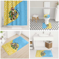 Saint Lucia Christmas Bathroom Set with Steelpan Santa Floral Pattern and Flag - Wonder Print Shop
