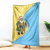 Saint Lucia Christmas Blanket with Steelpan Santa Floral Pattern and Flag - Wonder Print Shop