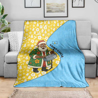 Saint Lucia Christmas Blanket with Steelpan Santa Floral Pattern and Flag - Wonder Print Shop