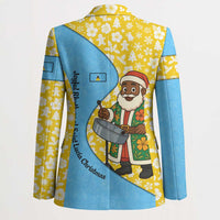 Saint Lucia Christmas Blazer with Steelpan Santa Floral Pattern and Flag - Wonder Print Shop